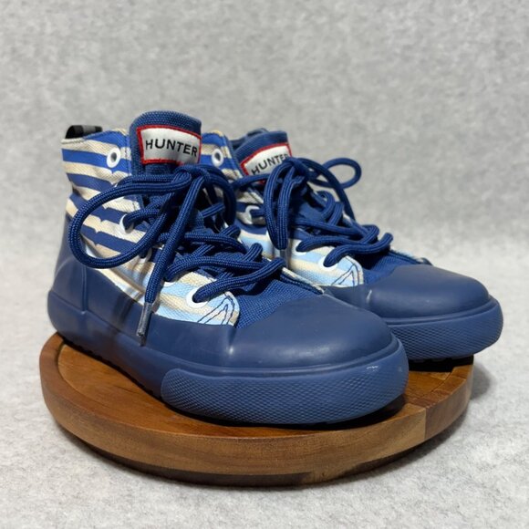 Hunter for Target Kids' Striped Dipped Canvas High Top Sneakers Blue Size 13 - Picture 2 of 10